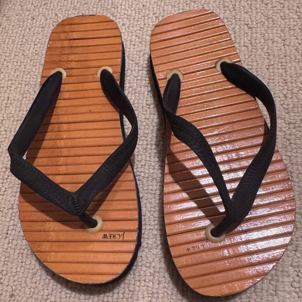 J. Crew Black and Brown Flip Flops